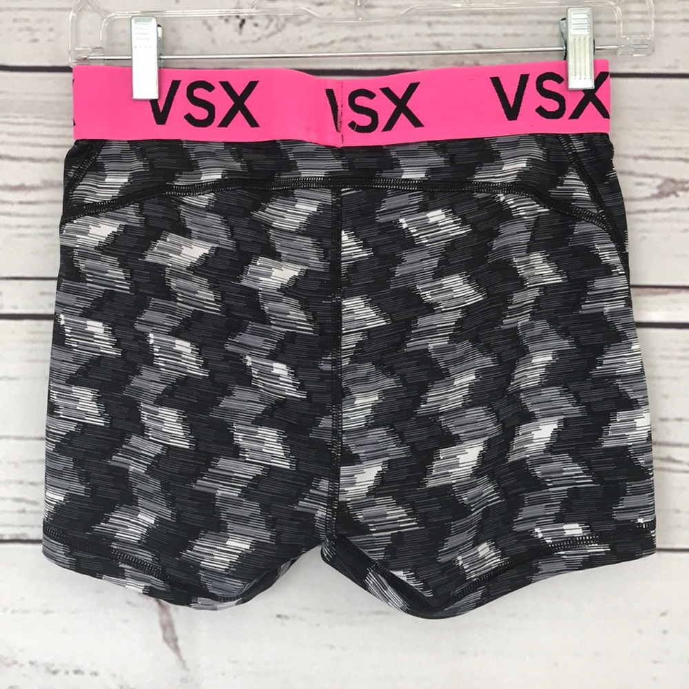 VICTORIA’S SECRET VSX Player Shorts & Sports Bra Set Black White Pink - Picture 12 of 14